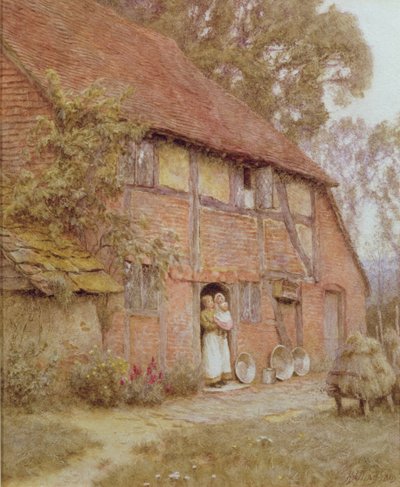 蜂の巣のあるコテージ 作： Helen Allingham